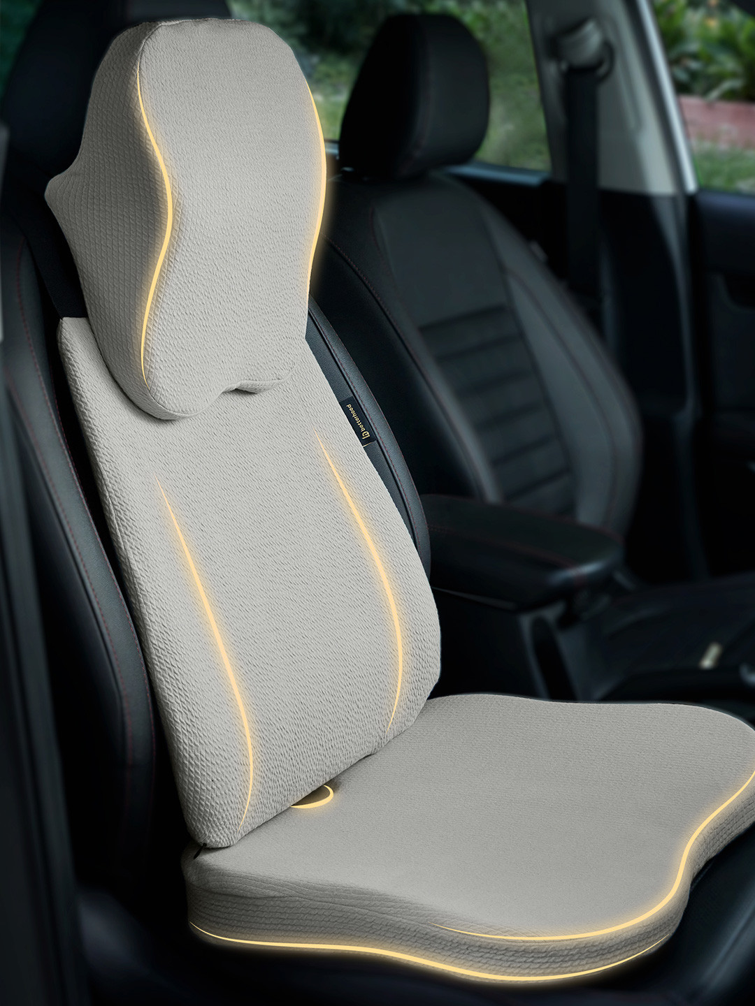 betterhood Grey 3 Pcs Memory Foam Neck, Lumbar Back Support and Car Seat Cushion Combo