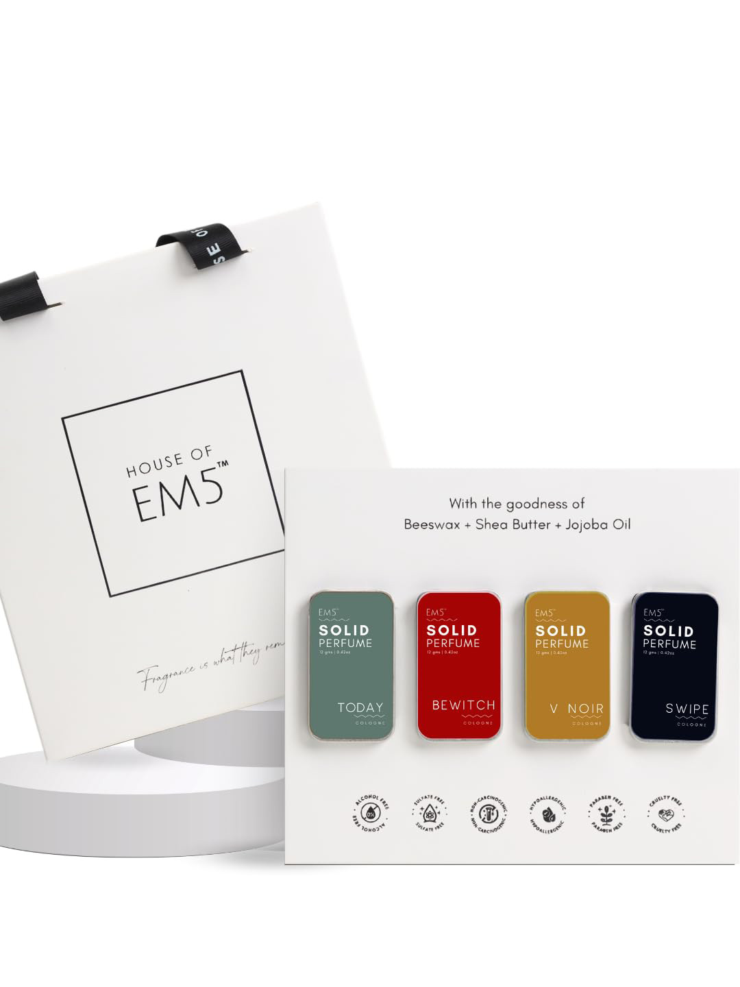 EM5 Women Set Of 4 Today, Bewitch, V Noir & Swipe Long Lasting Solid Perfume - 12 g Each