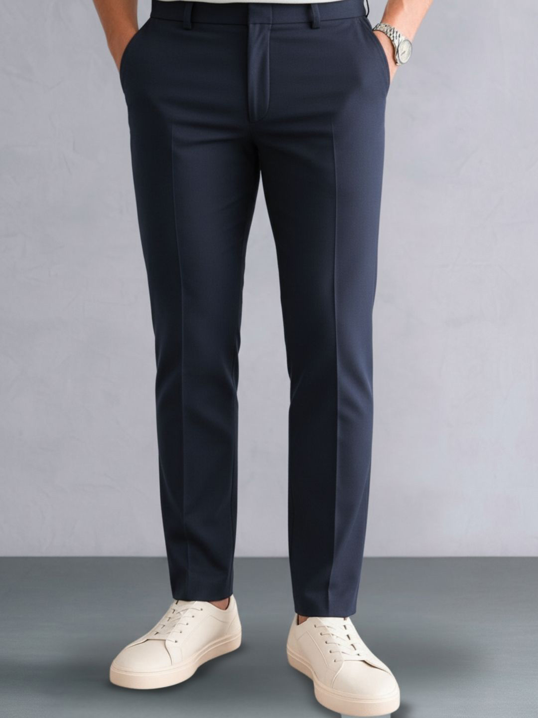 Zee Gold Men Relaxed Mid-Rise Formal Trousers