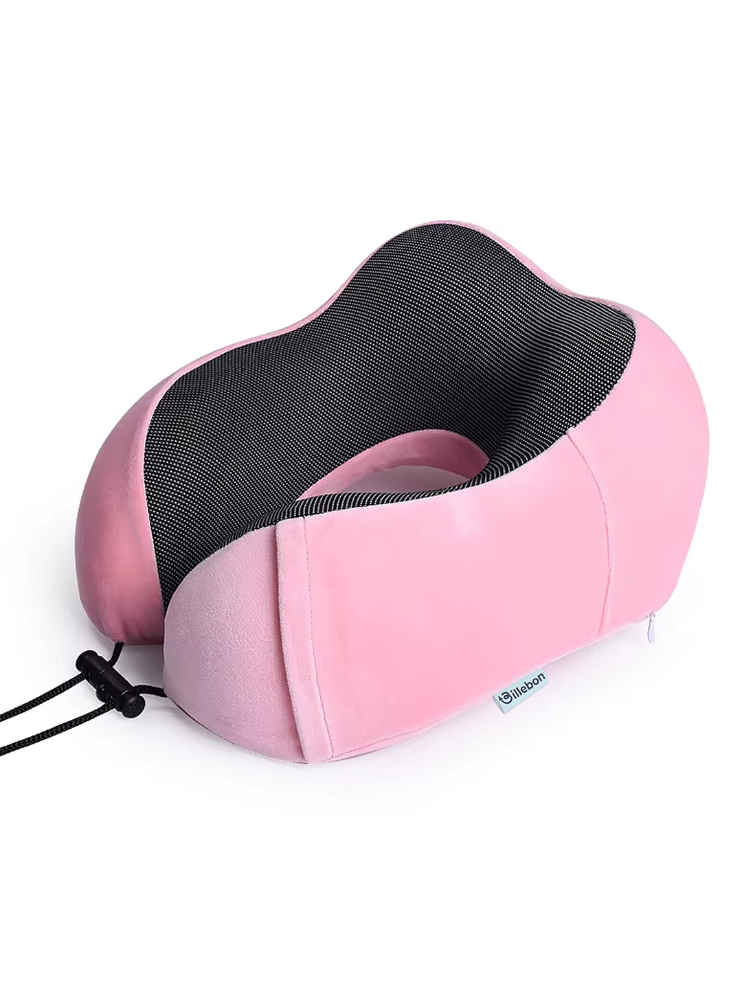 BILLEBON Pink Solid Polycotton Breathable Firm Memory Foam Travel Pillow-25.4 x 27.94 x 11.43 cm