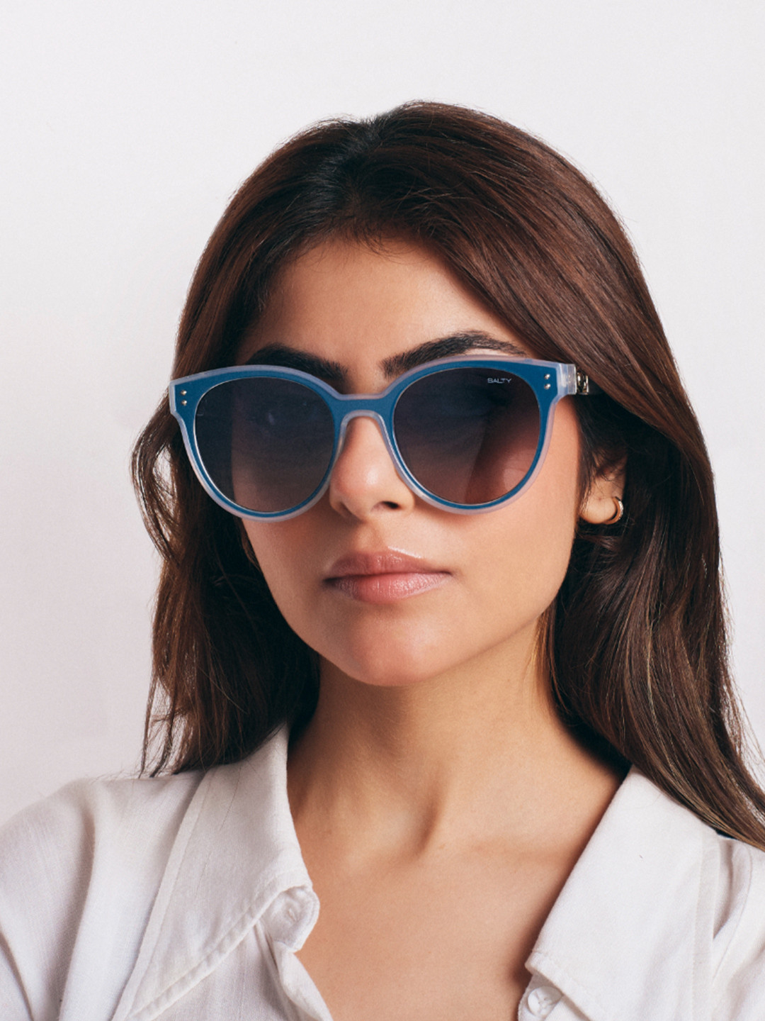 SALTY Unisex Green Lens & Blue Cateye Sunglasses