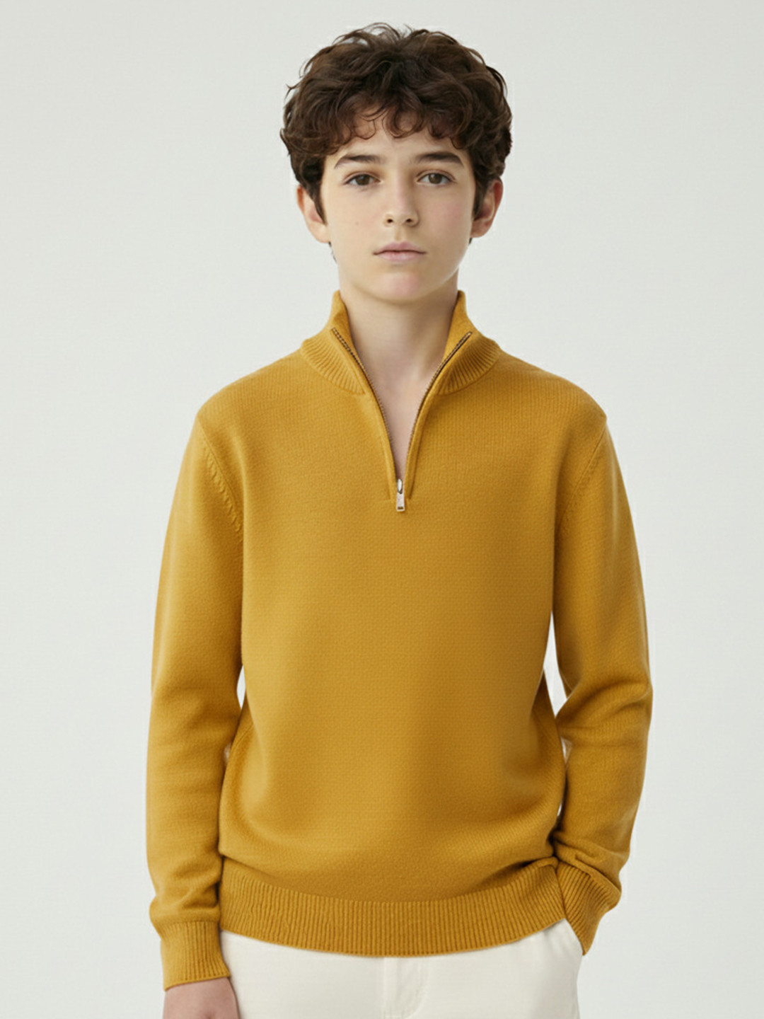 CLOTHIFY Boys Half-Zip High Neck Pullover Sweater