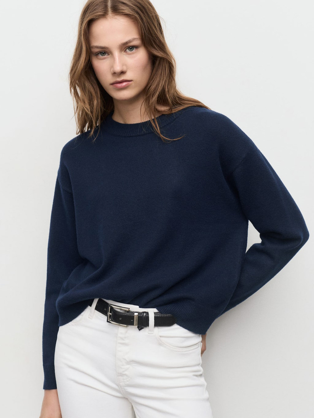 MANGO Round Neck Relaxed Fit Pullover
