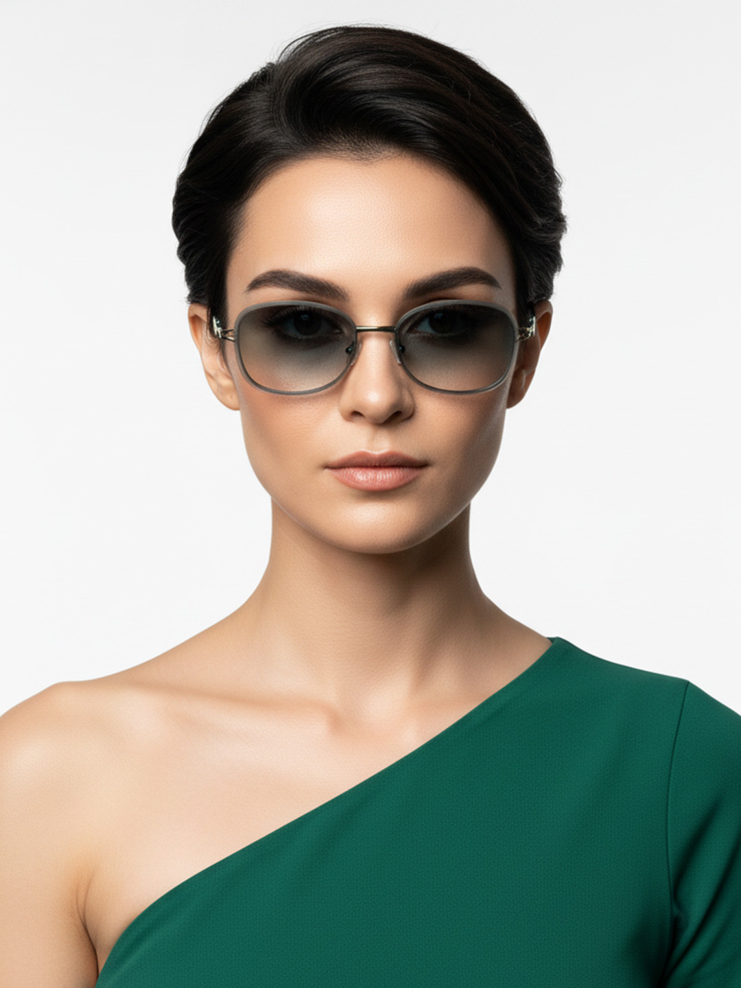 HASHTAG EYEWEAR Women Square Sunglasses with Polarised and UV Protected LensSEVA-5G23-GRN