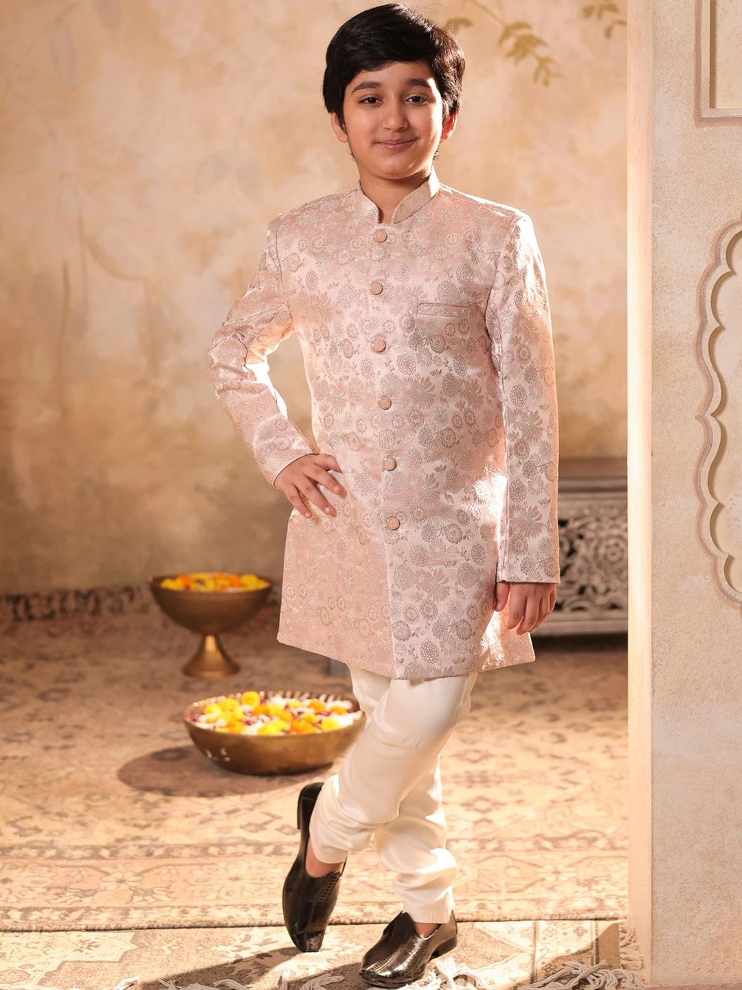Aj DEZInES Boys Embroidered Sherwani Set