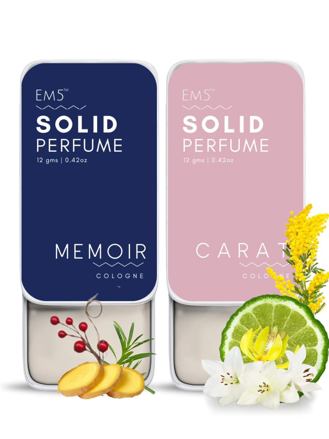 EM5 Set Of 2 Memoir & Carat Long Lasting Solid Perfume - 12 g Each