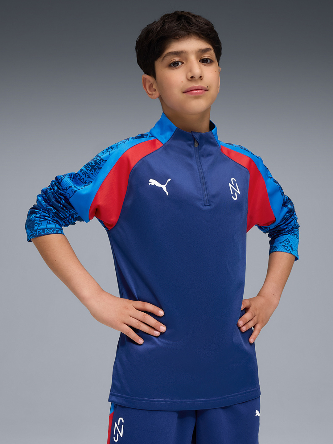 Puma Neymar Jr Playmaker Kids Printed Quarter Zip T-Shirt