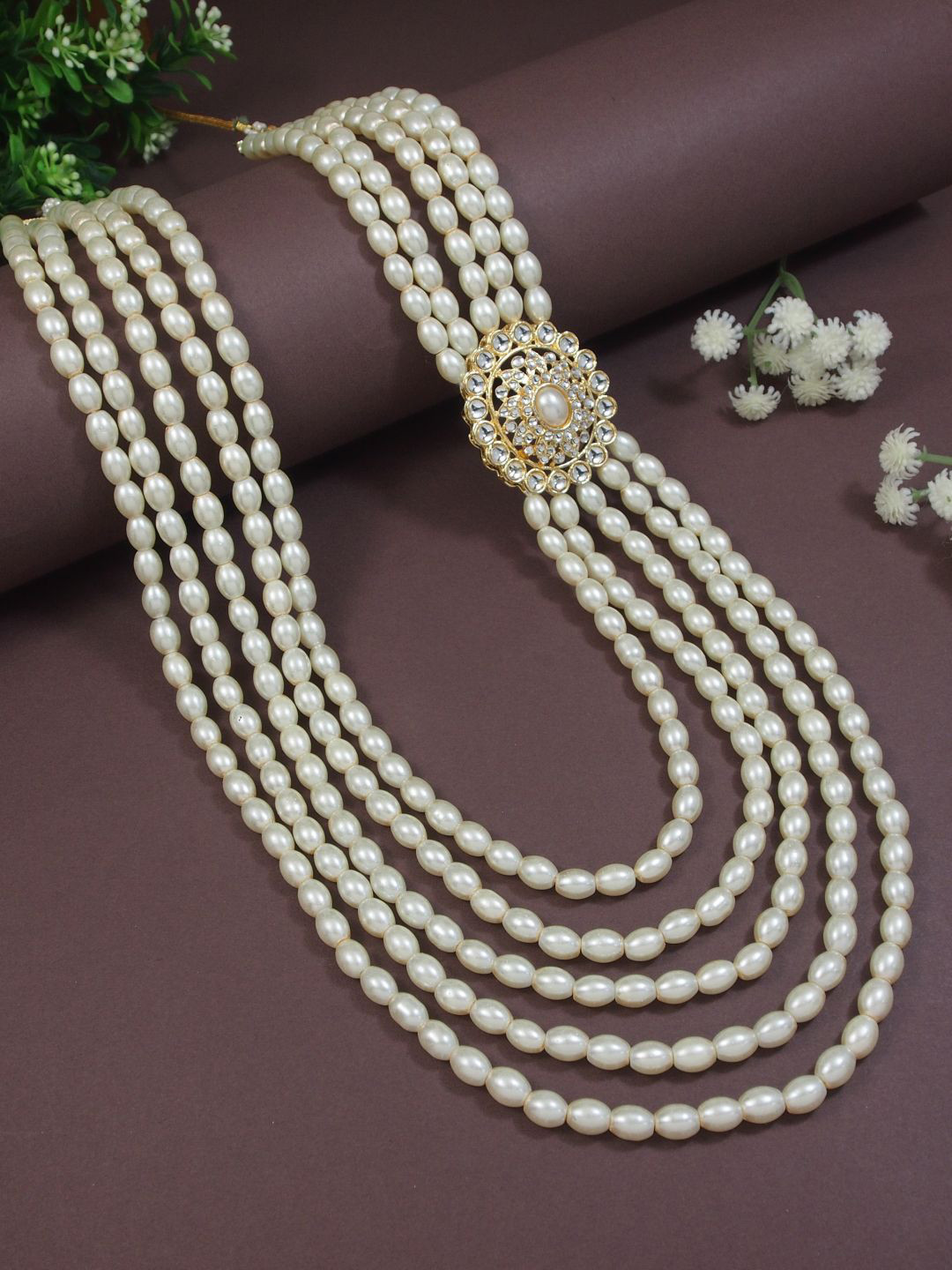 I Jewels Men Multi Layered Artificial Beads Necklace