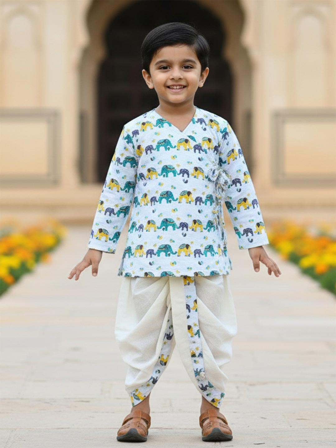 Baal Leela Boys Ethnic Motifs Printed Regular Pure Cotton Kurta with Dhoti Pants