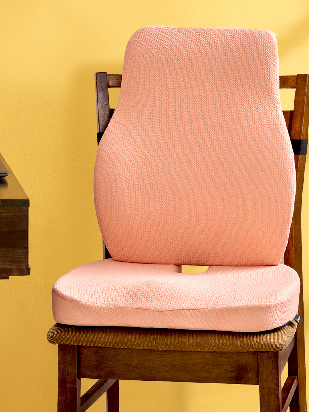 betterhood Peach 2 Pcs Memory Foam Back Support and Coccyx Chair Seat Cushion Combo