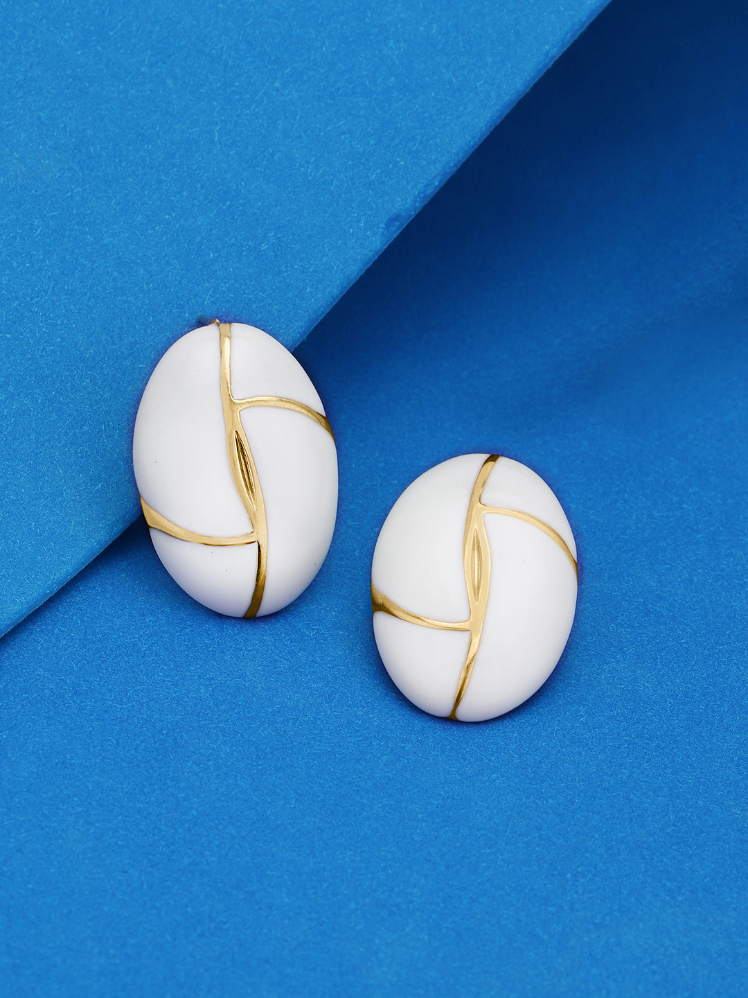 Carlton London Genz 18K Gold Plated Enamel Oval Bold Stud Earring
