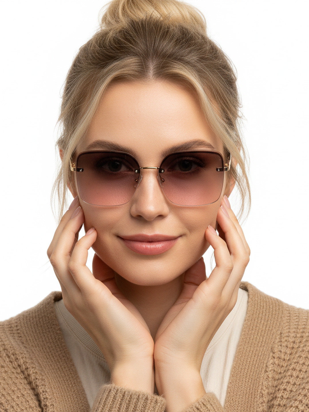 HASHTAG EYEWEAR Women Oversized Sunglasses with Polarised UV Lens SEVA-2A945-BRN-Gradient