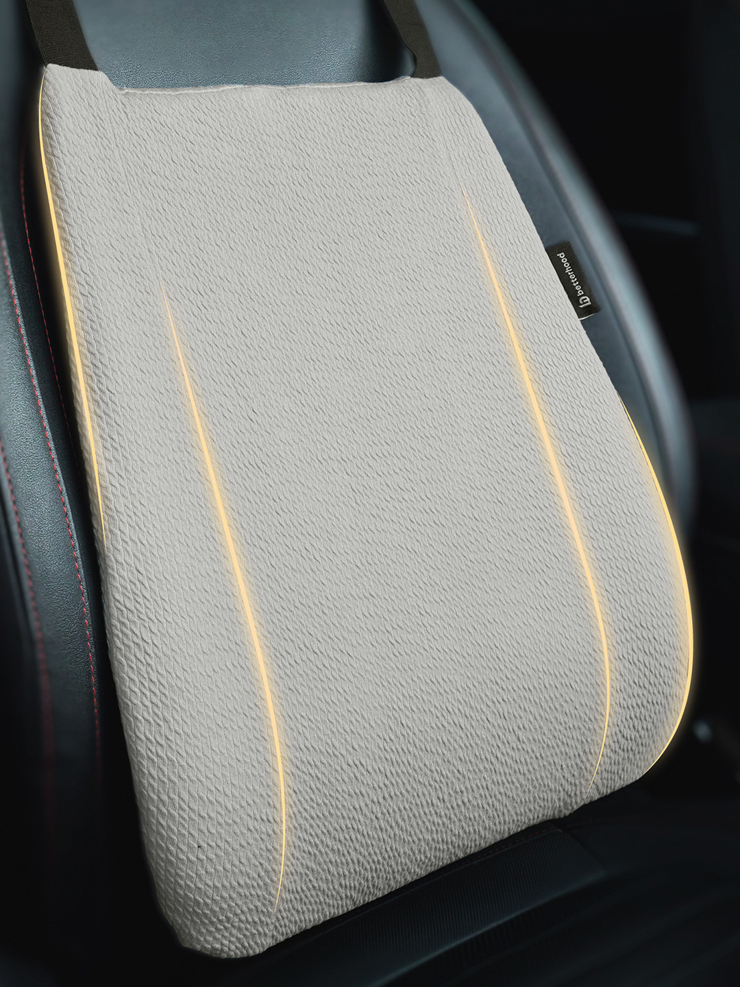 betterhood Grey Memory Foam Ergonomic Lumbar Support Backrest Car Cushion