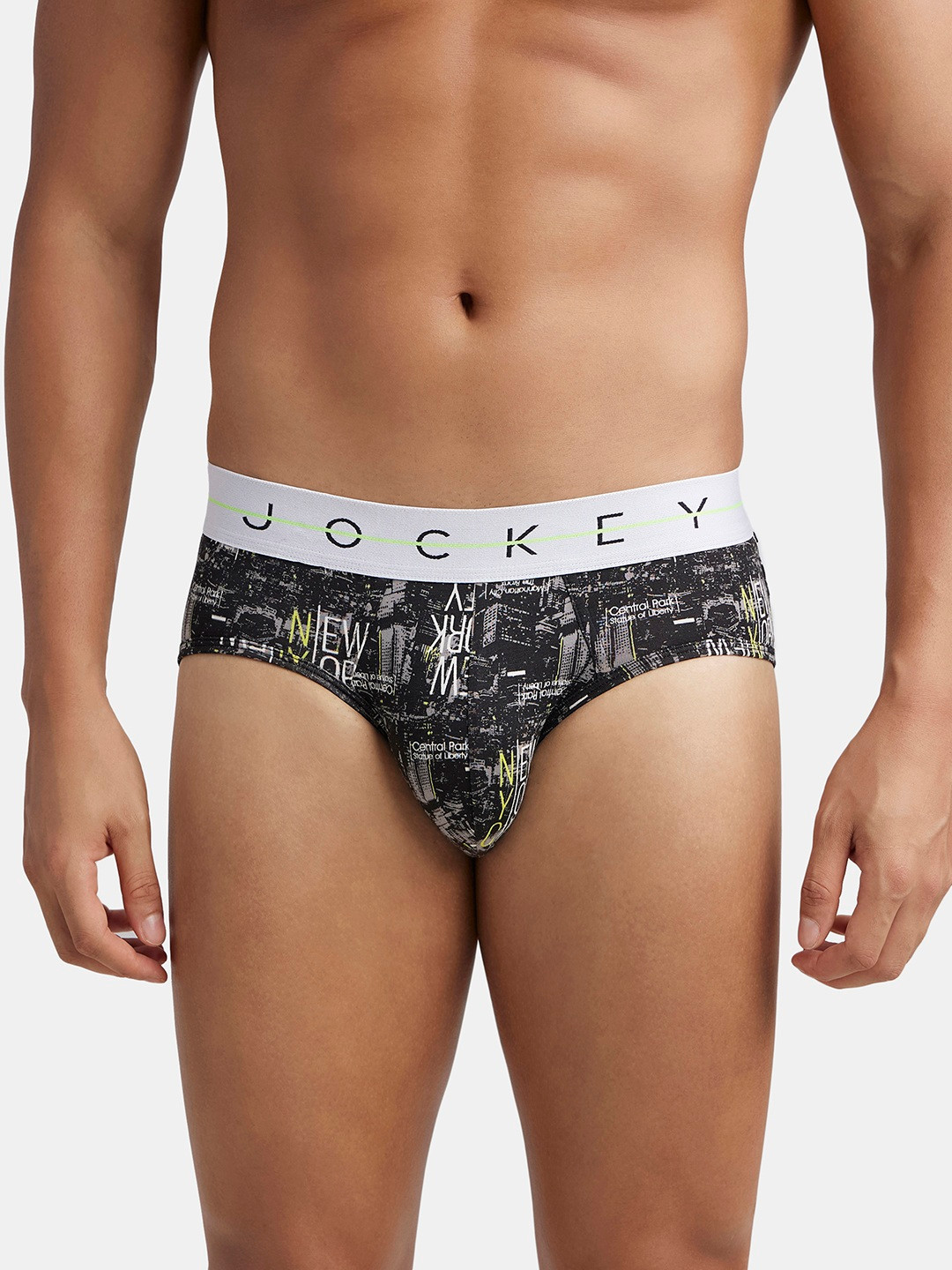 Jockey Men's Black Super Combed Cotton Elastane Stretch Printed Brief