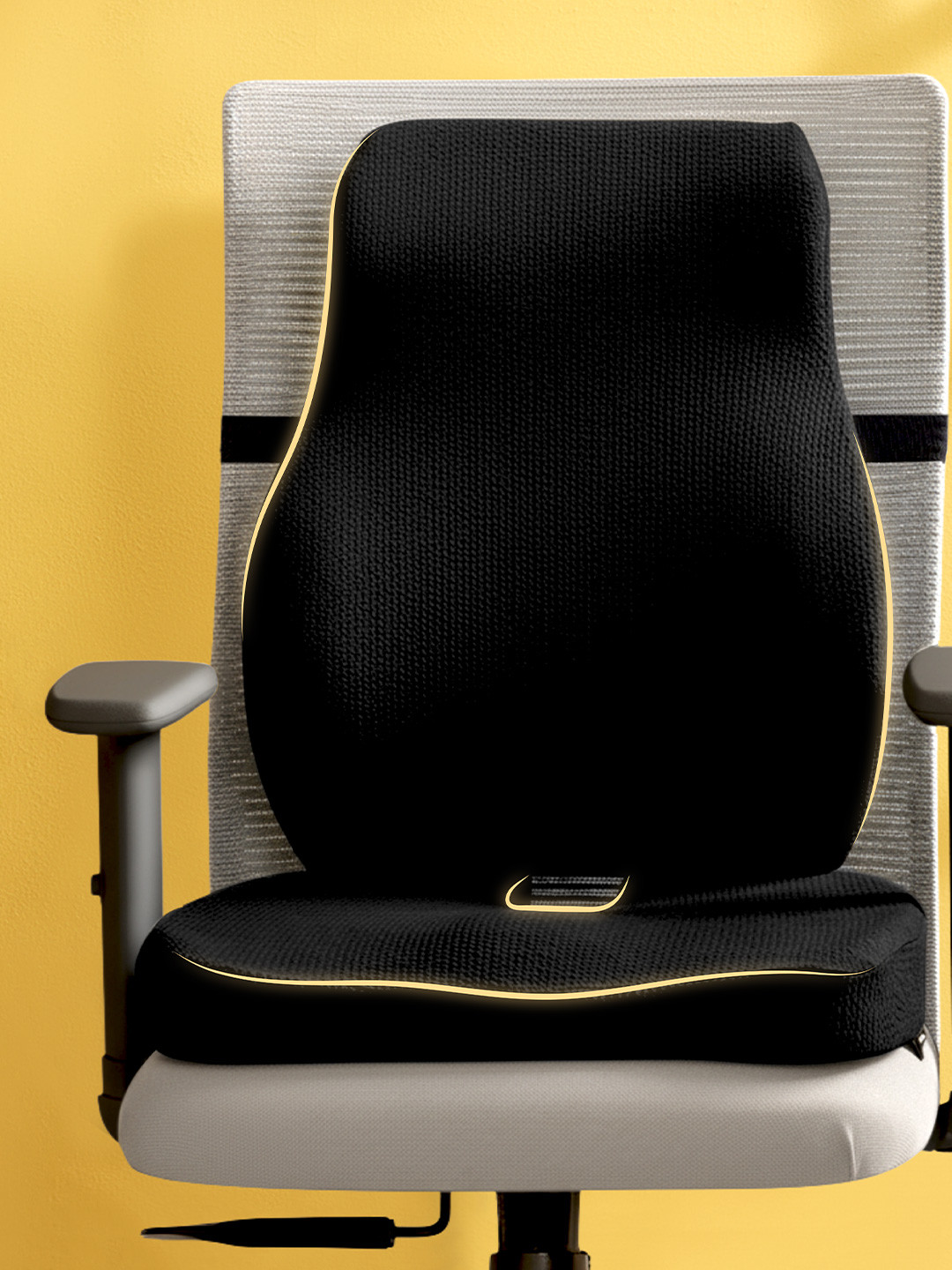 betterhood Black 2 Pcs Memory Foam Back Support and Coccyx Chair Seat Cushion Combo