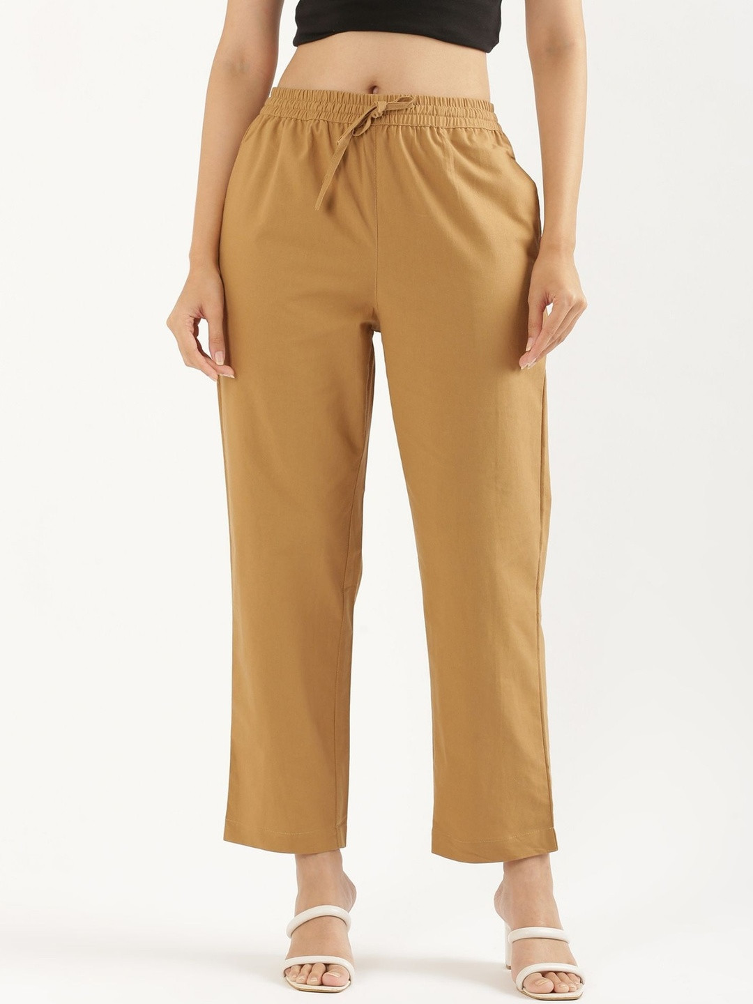 SAADAA Women Cotton Straight Pants