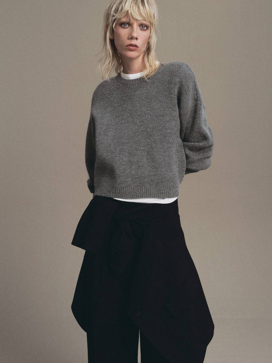 MANGO Round Neck Crop Pullover