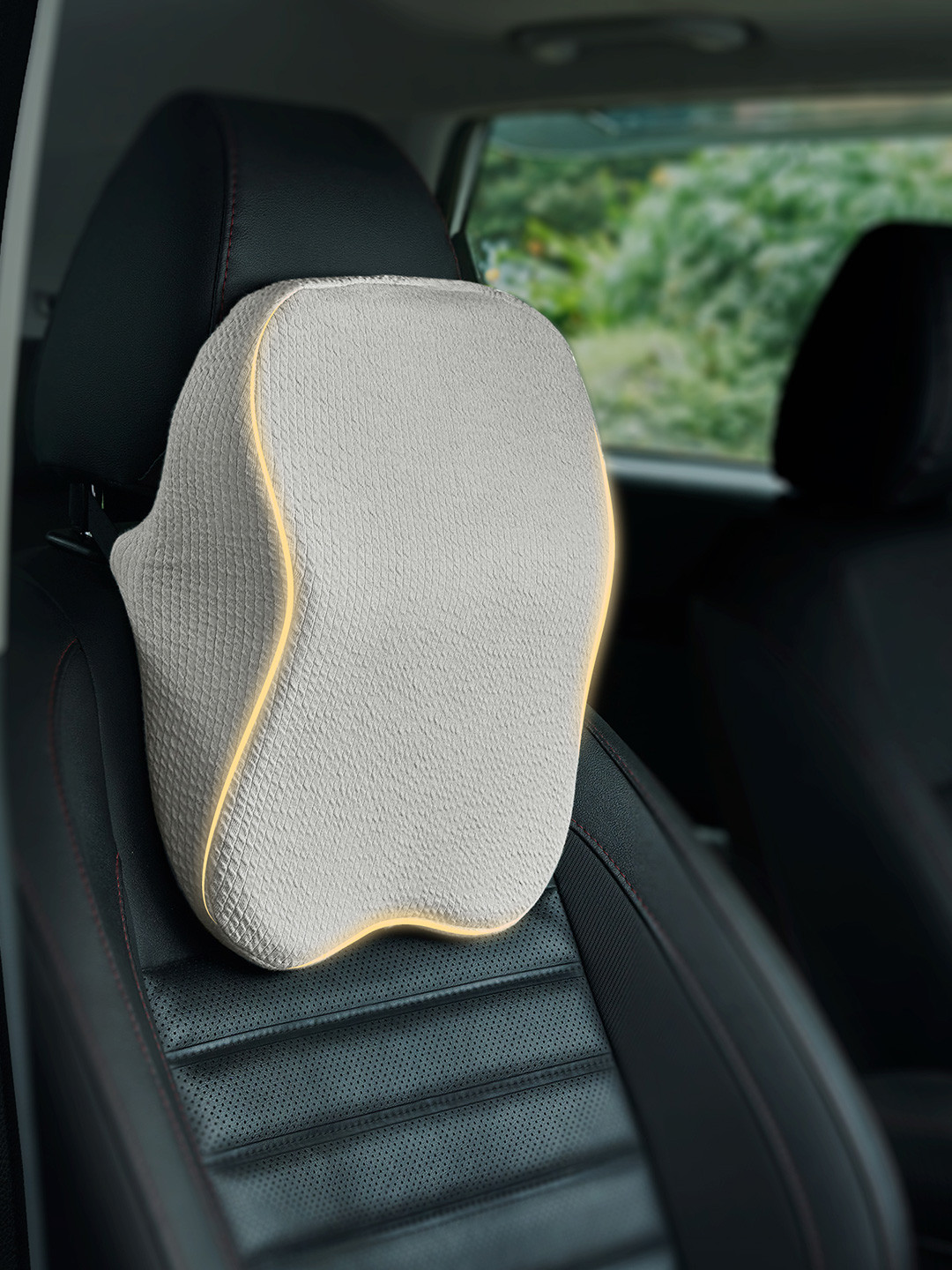 betterhood Grey Memory Foam Ergonomic Neck Support Car Cushion