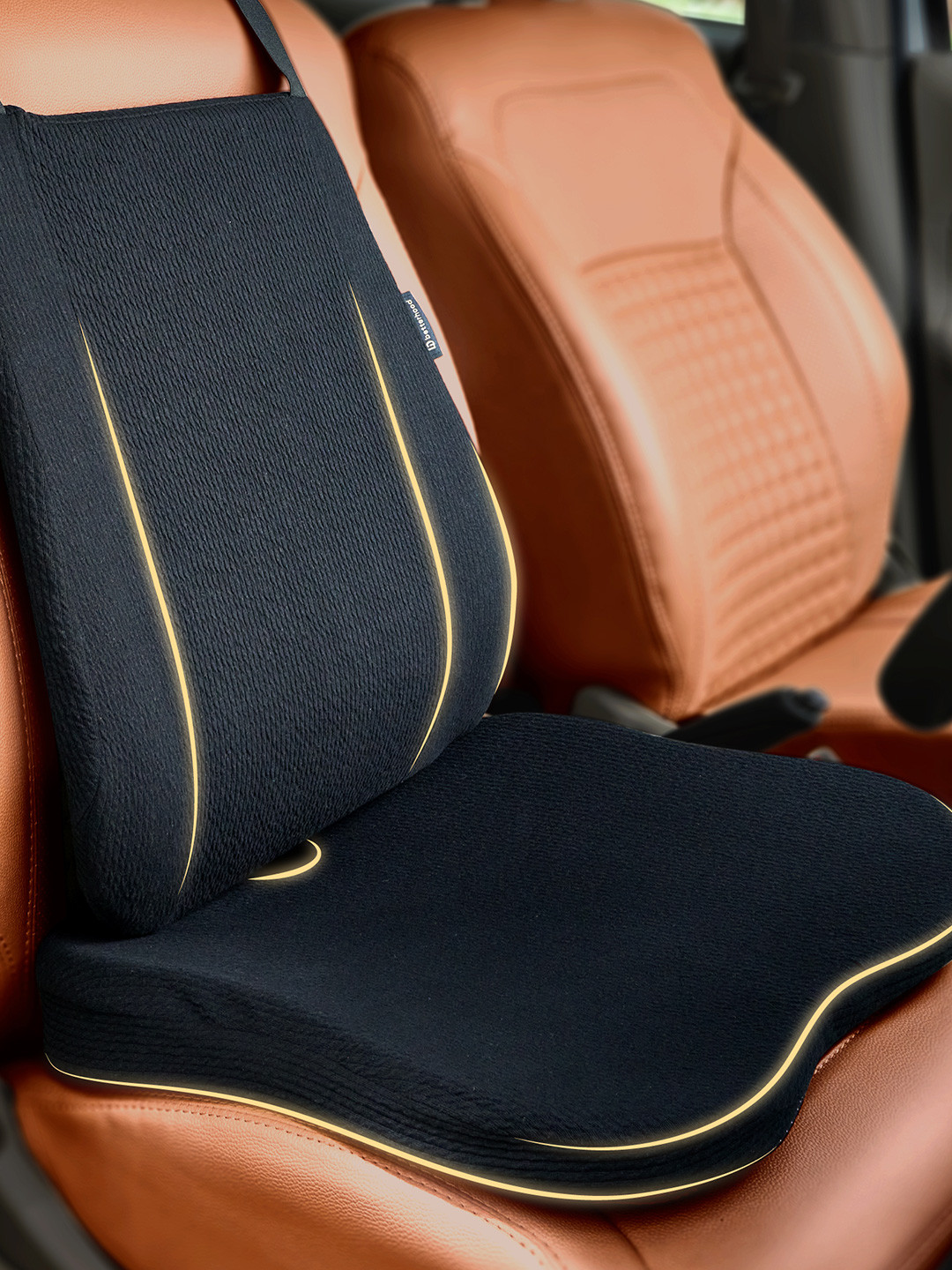 betterhood Black 2Pcs Memory Foam Ergonomic Lumbar Back Support & Car Seat Cushion Combo