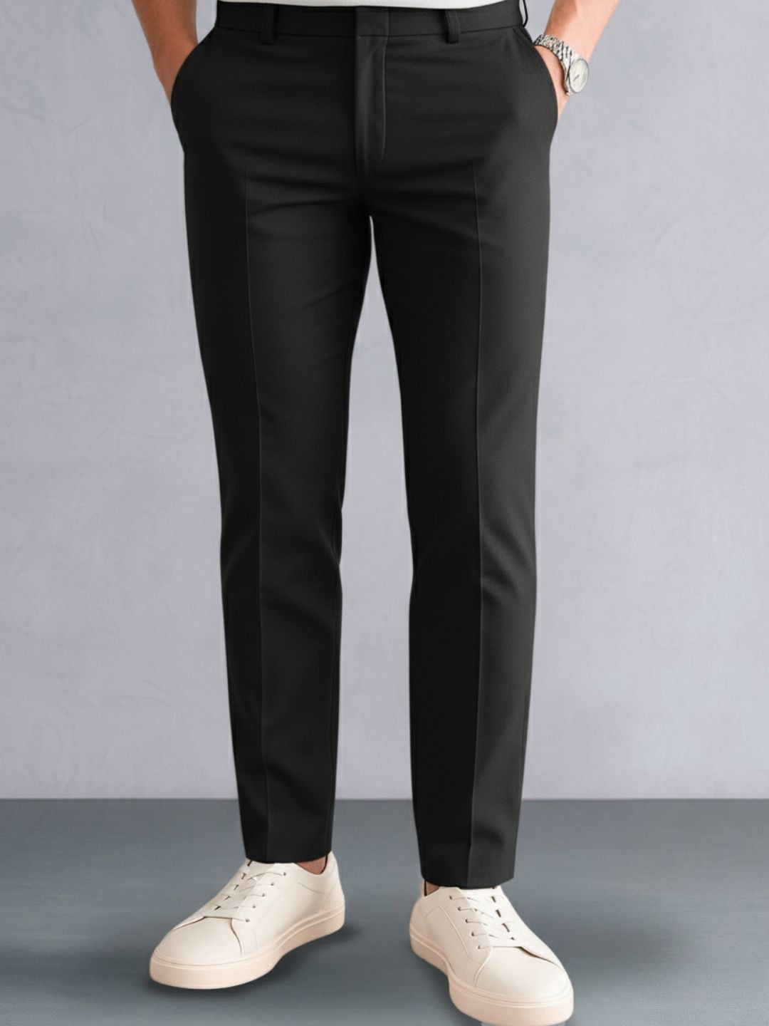 Zee Gold Men Relaxed Low-Rise Easy Wash Formal Trousers