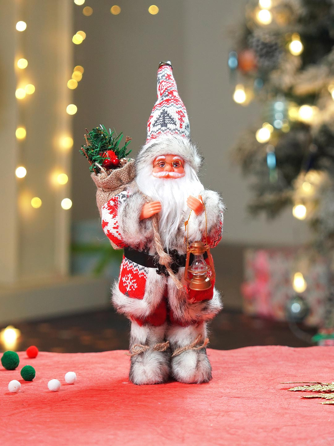 Little Surprise Box LLP Red & White Snowflakes Santa Figurine Showpieces