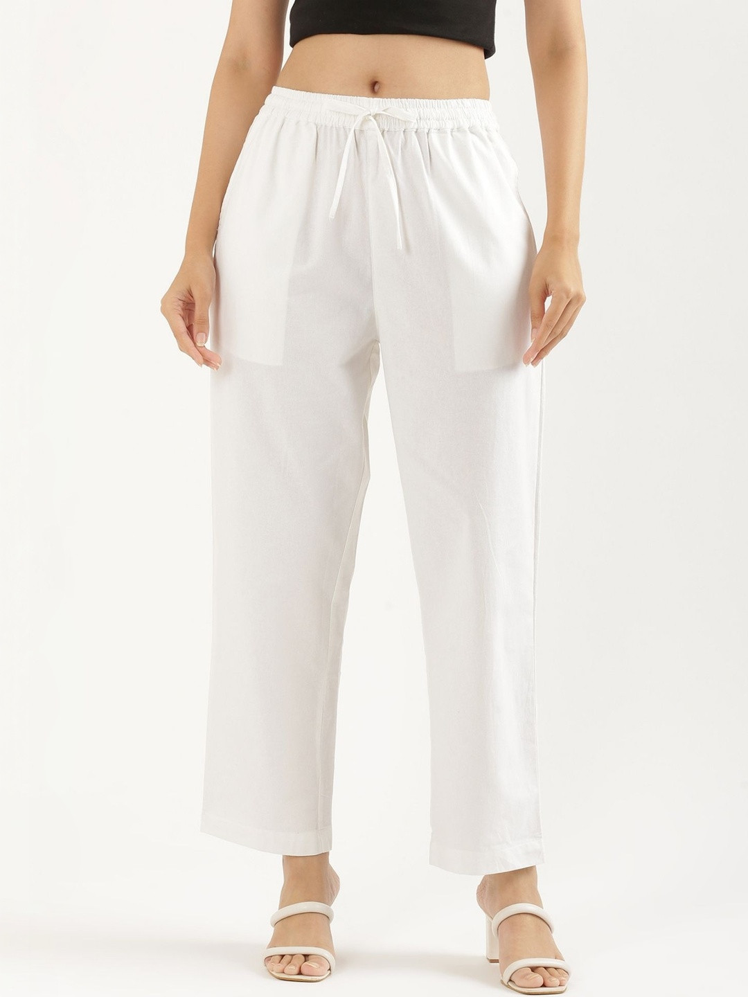 SAADAA Women Cotton Straight Pants