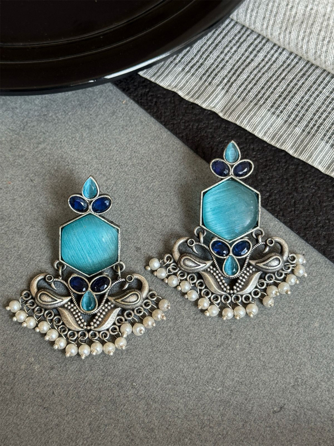 NAMAN ARTS Peacock Shaped Chandbalis Earrings