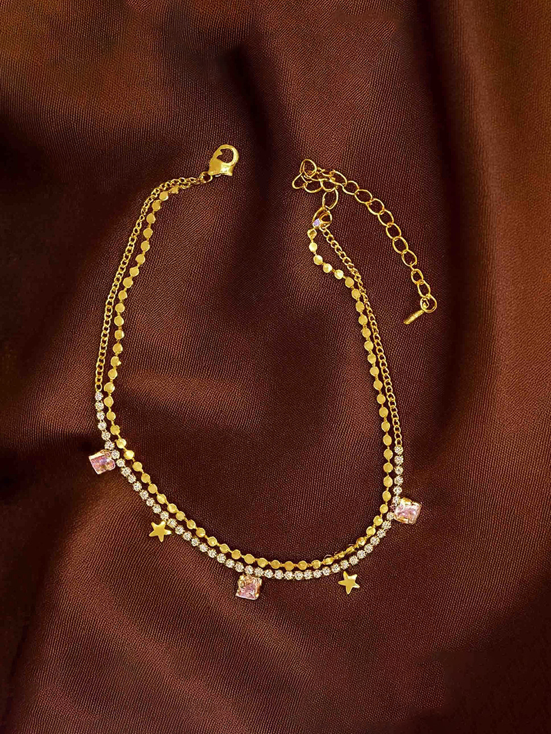 Amalfa Women Golden Star Double-Strand Anklet