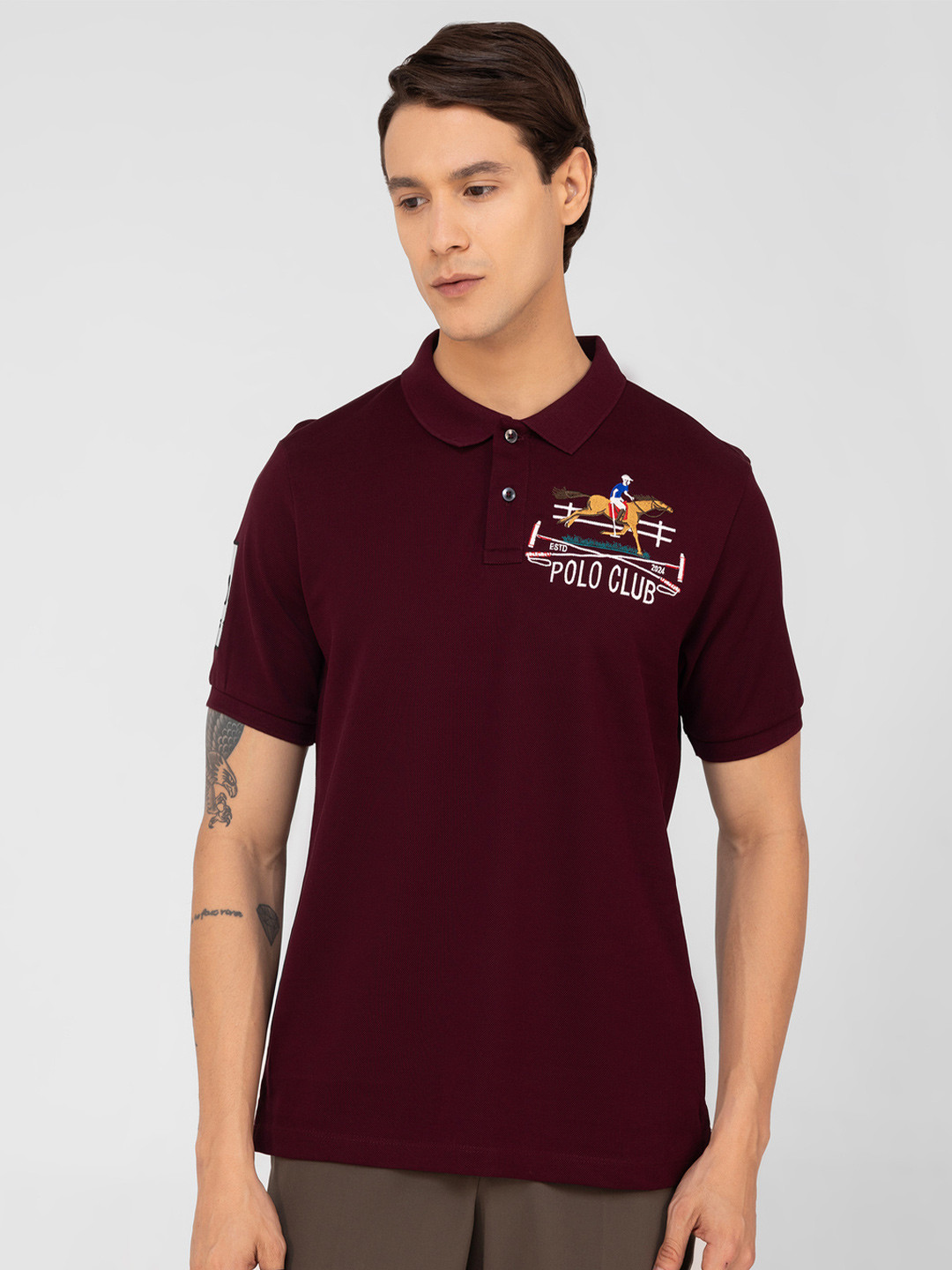 TENHEM Men Printed Polo Collar Pure Cotton T-shirt