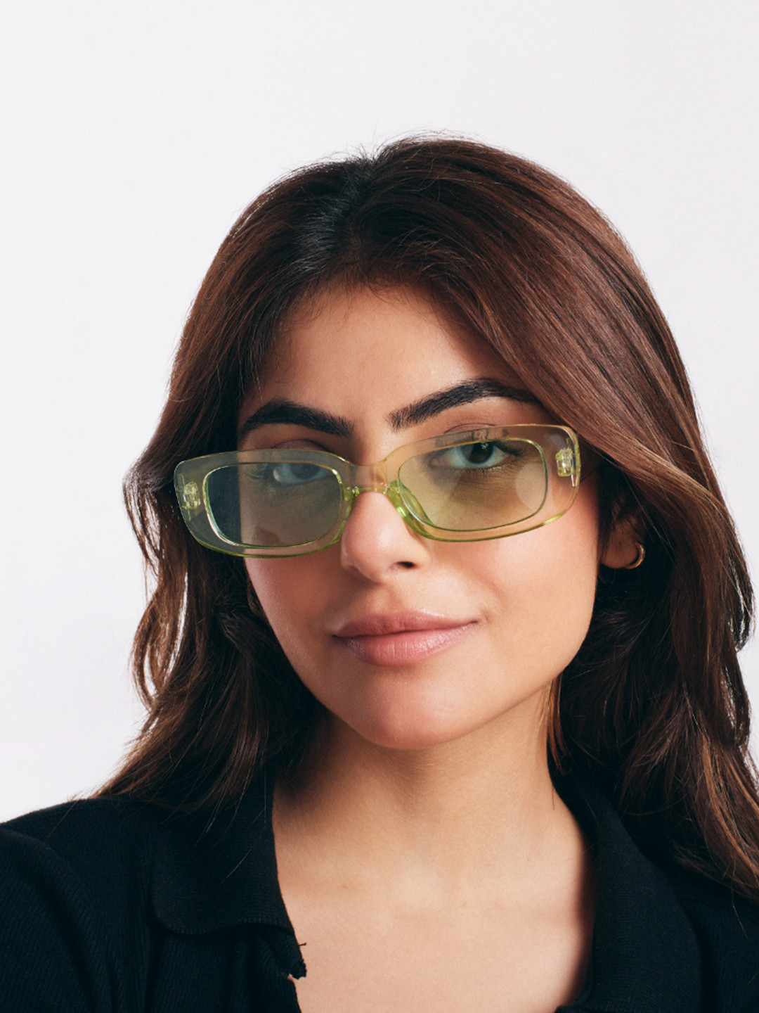 SALTY Women Green Lens & Green Rectangle Sunglasses with