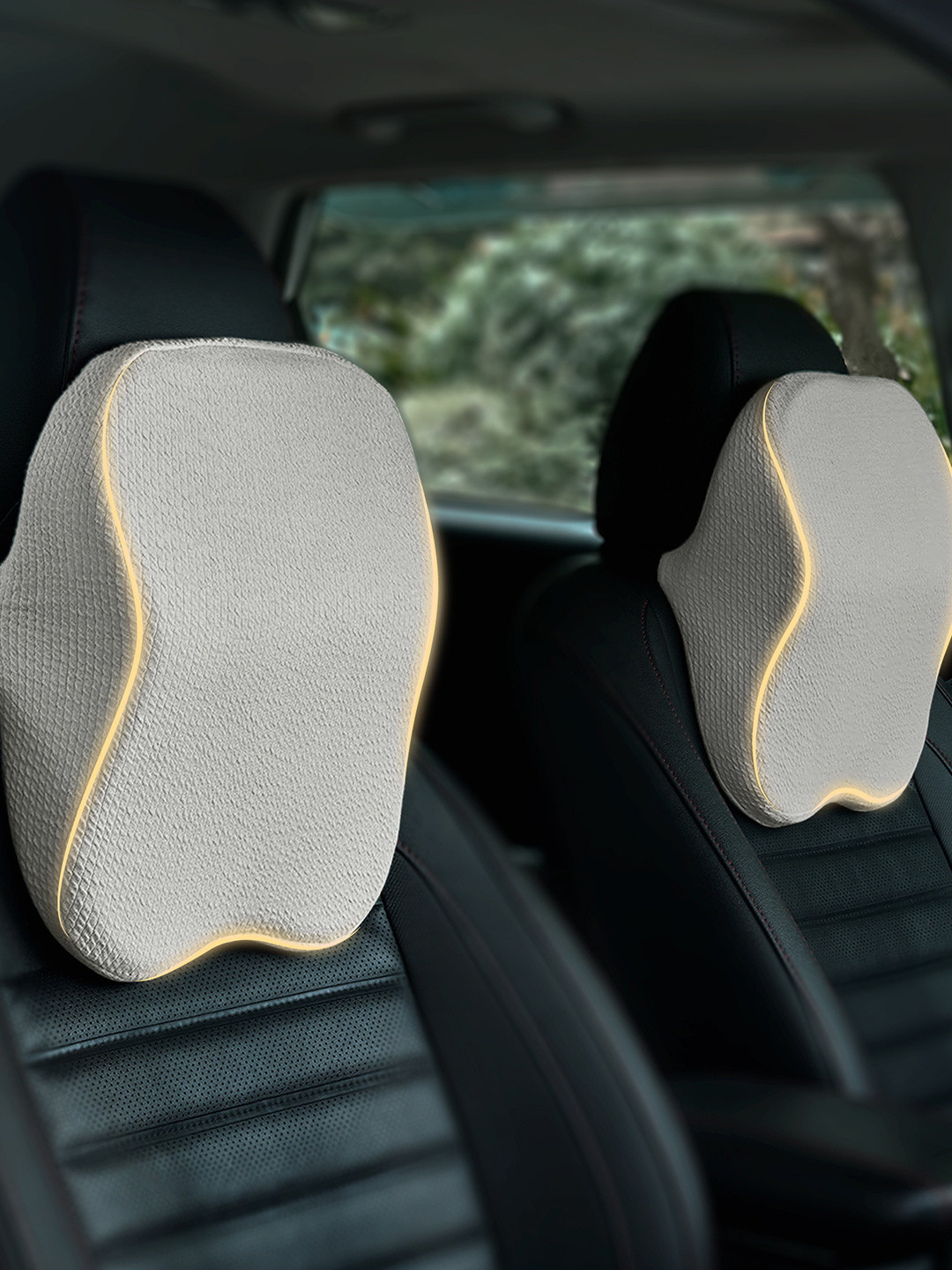 betterhood Pack of 2 Grey Memory Foam Ergonomic Neck Support Car Cushions