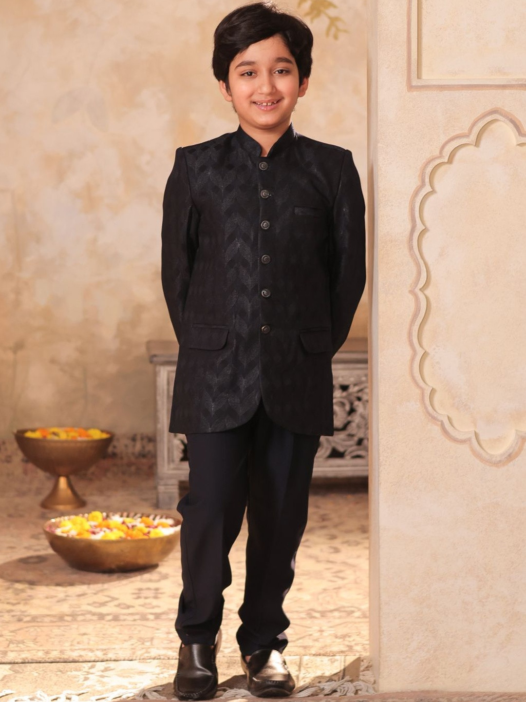 Aj DEZInES Boys Embroidered Sherwani Set