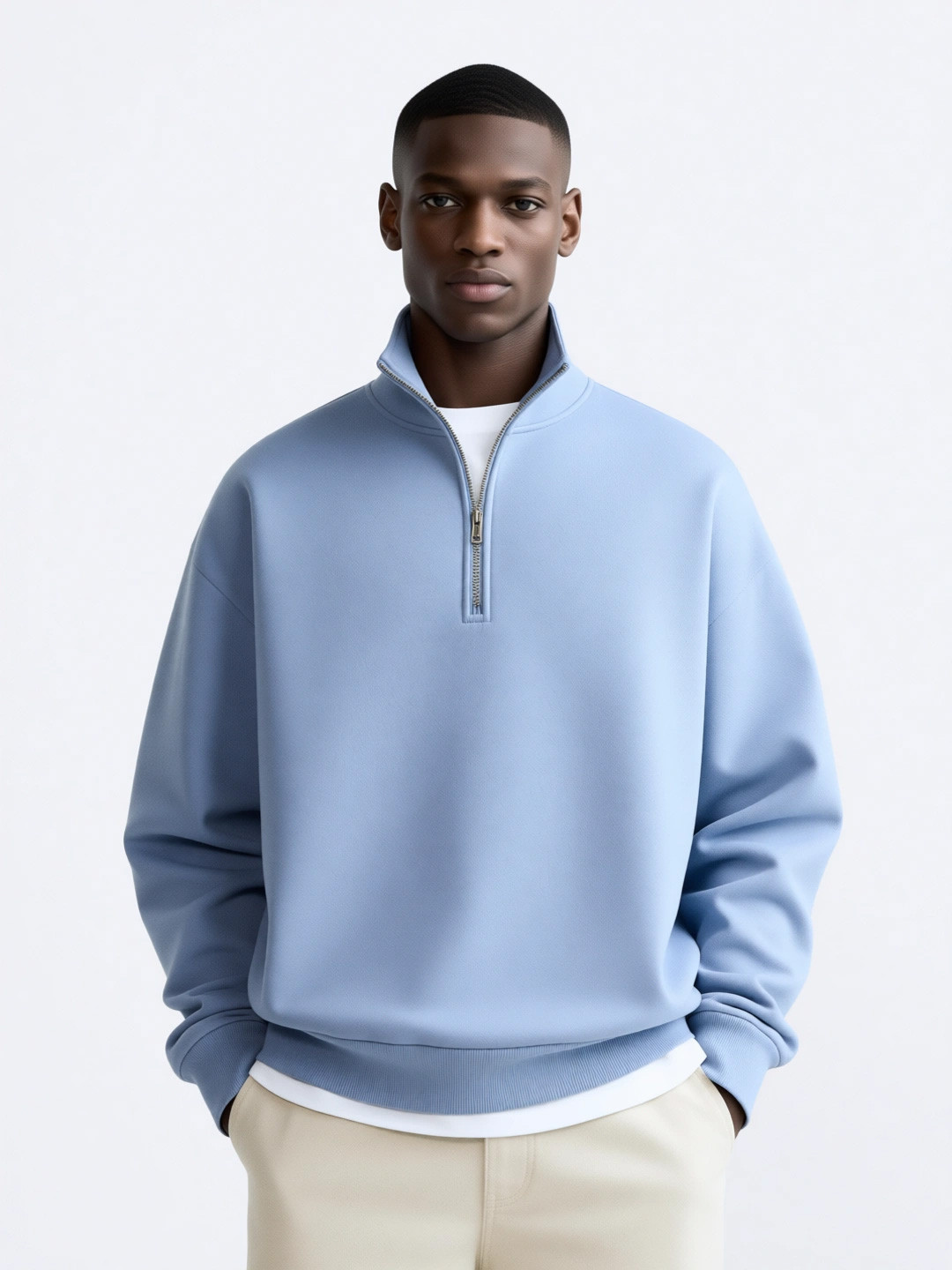Fashion And Youth Men High Neck Sweatshirt