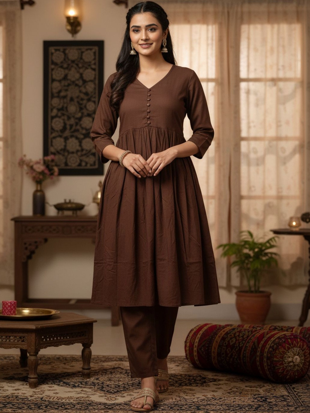 GOBYA Women Empire Kurta with Trousers
