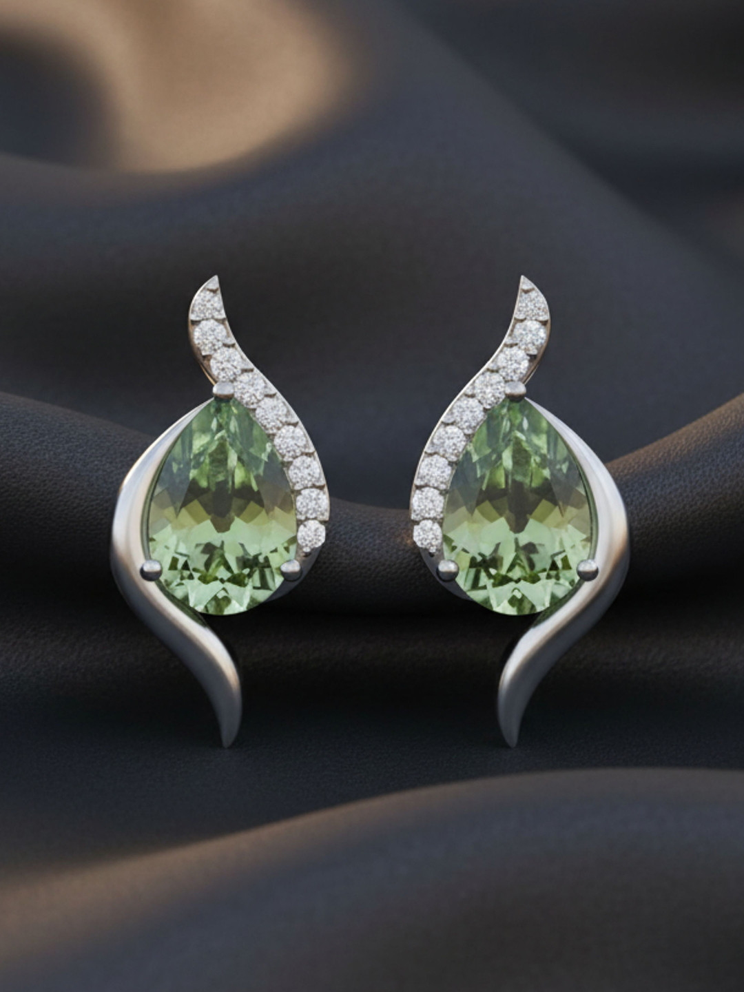 Kicky And Perky 925 Sterling Silver Teardrop Amethyst & Moissanite Stone Studded Earring