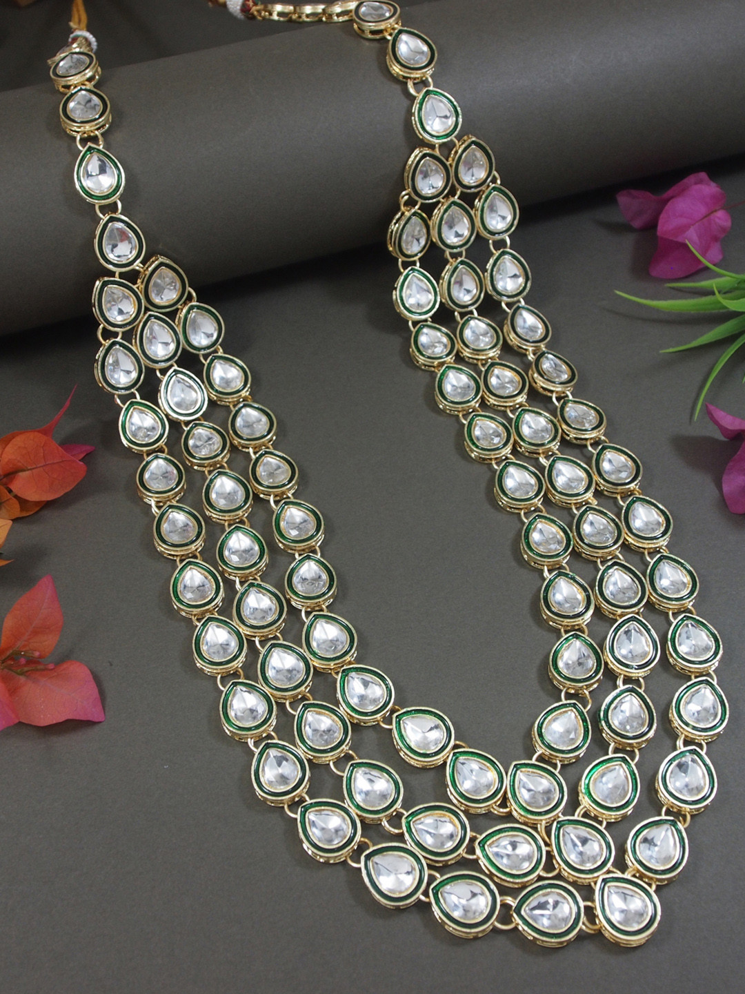 I Jewels Men Gold Plated Tear Drop Shape Necklace