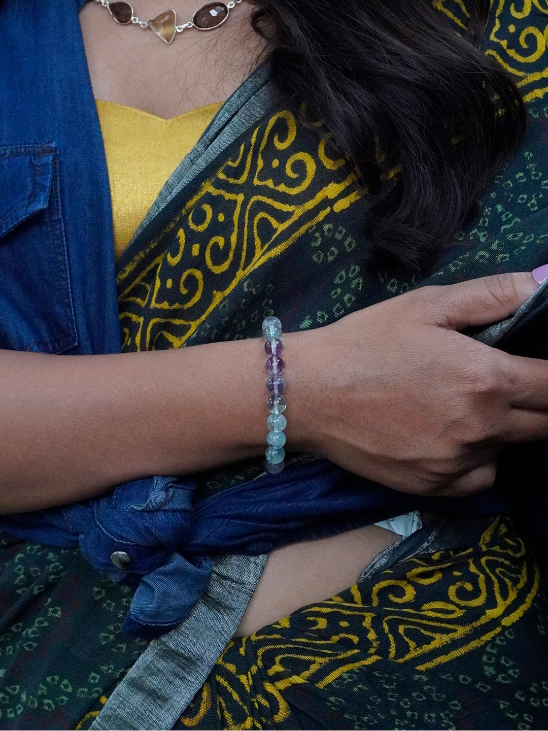 Love Rocks Fluorite Crystal Beaded Bracelet