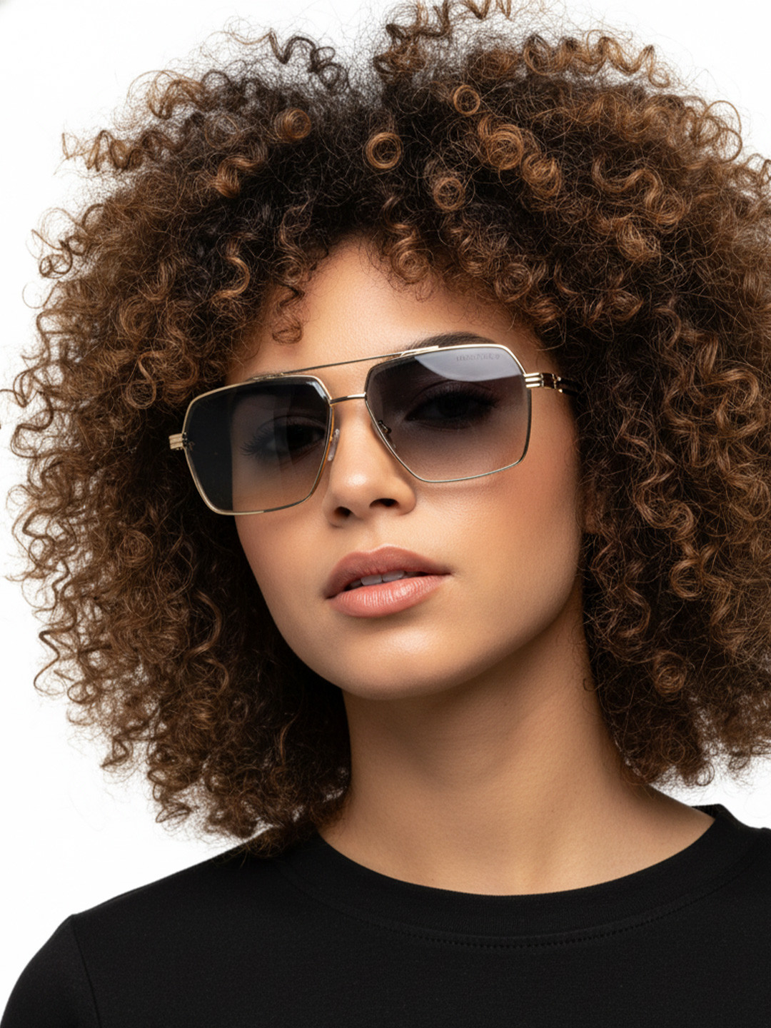 HASHTAG EYEWEAR Unisex Rectangle Sunglasses with Polarised and UV Lens SEVA-5G29-GLD BL