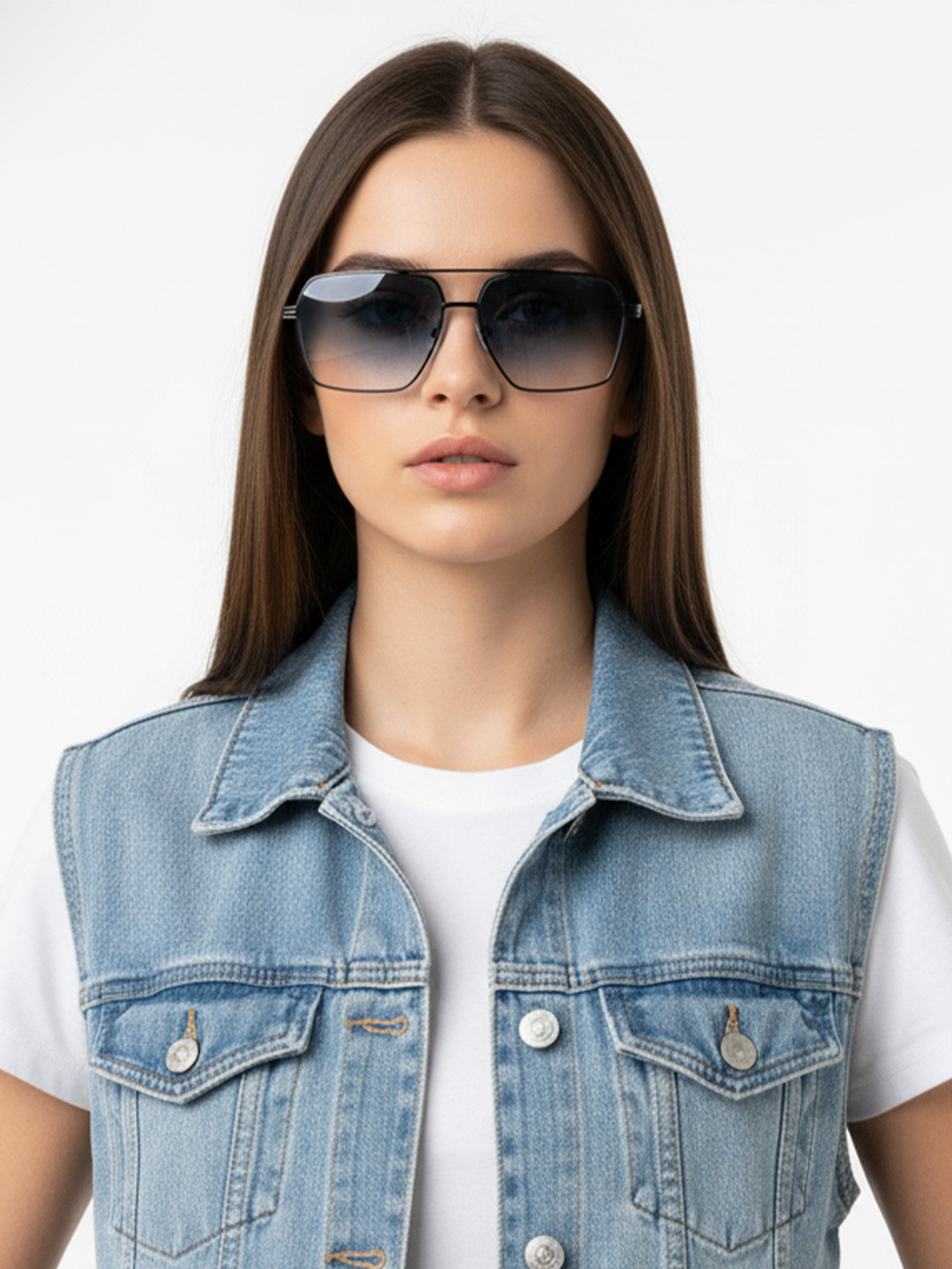 HASHTAG EYEWEAR Unisex Rectangle Sunglasses SEVA-5G29-GN GRY-Gradient