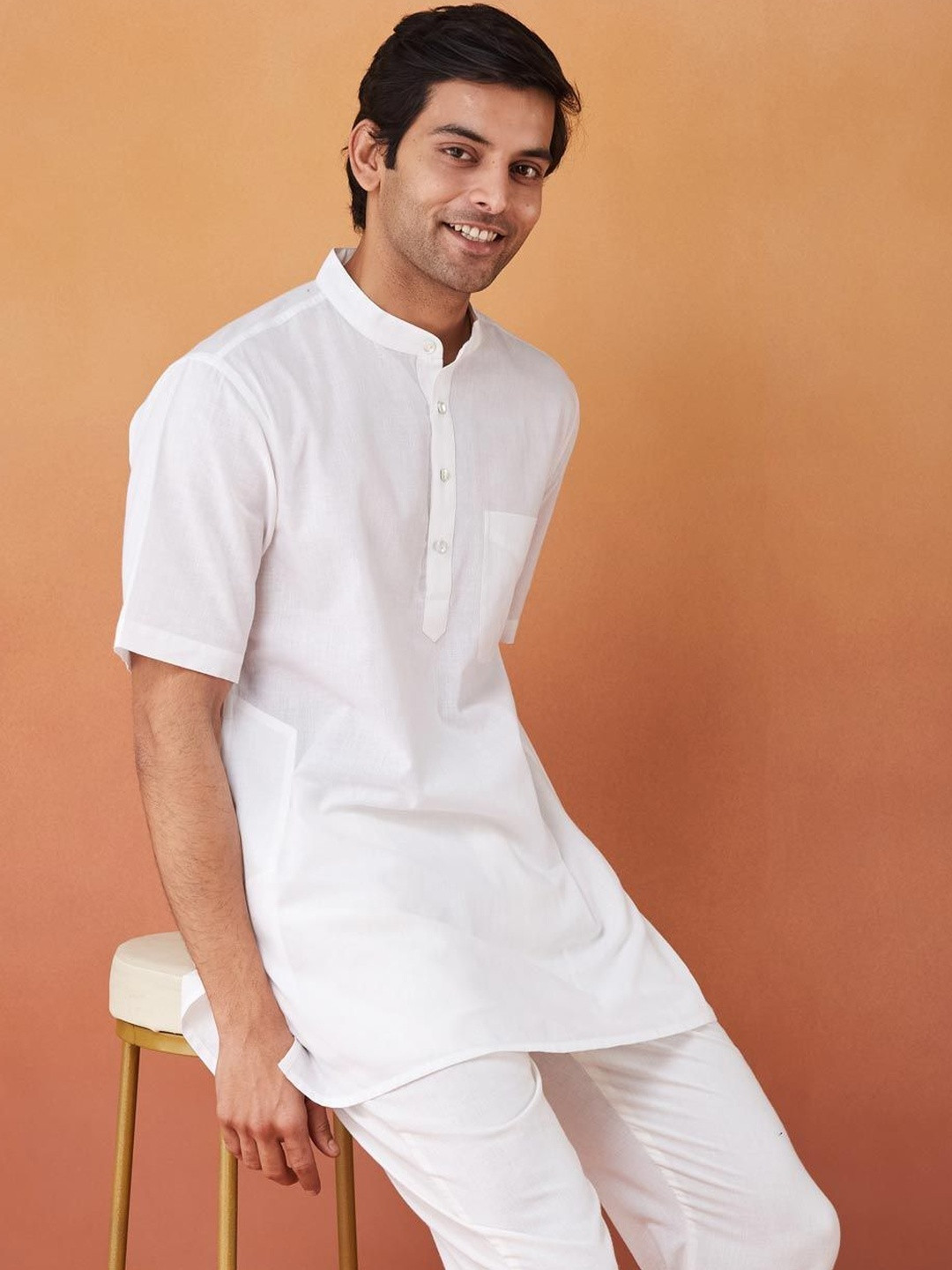 Fabindia Men Striped Thread Work Kurta