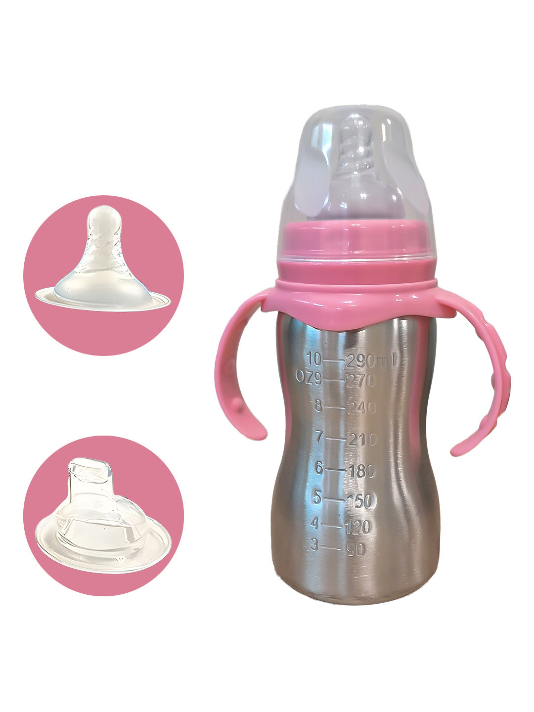 JOYFILLS Infants 2 In 1 Stainless Steel Feeding Bottle Anti - Colic BPA Free  - 290ml