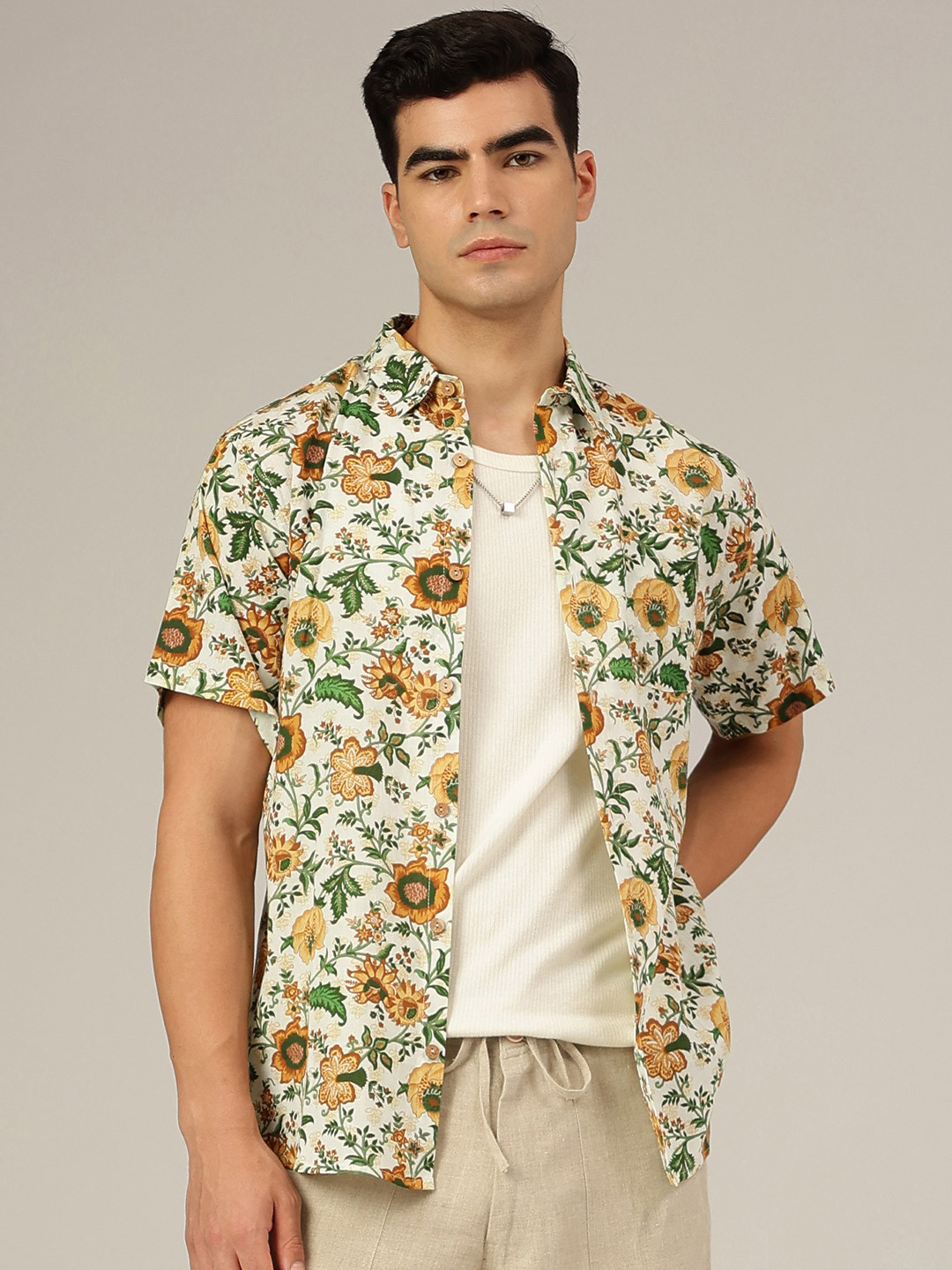 DENNISON Hand Block Printed Oversized Casual Shirt