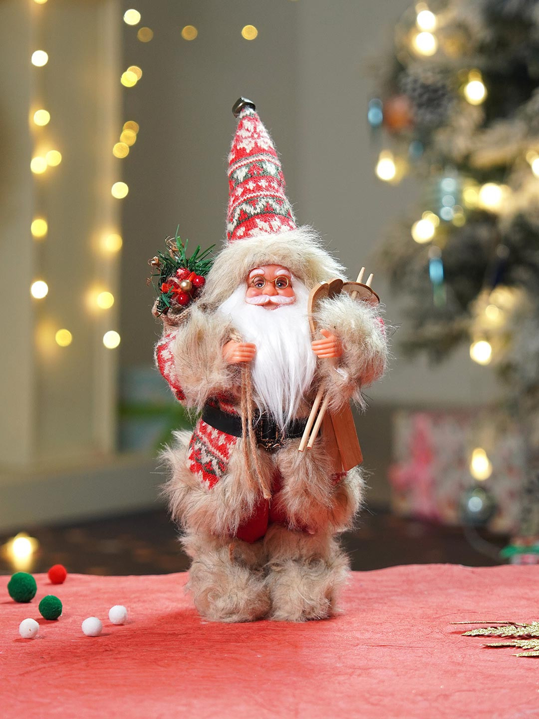 Little Surprise Unisex Box LLP Red & Olive Snowflakes Santa