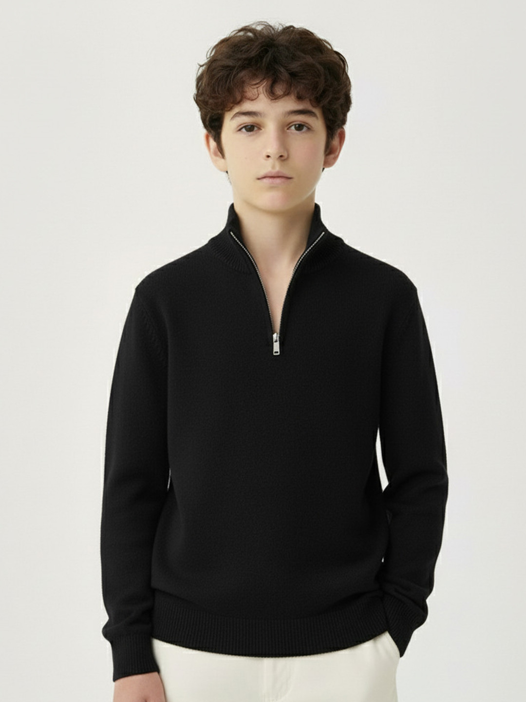 CLOTHIFY Boys Half-Zip High Neck Pullover Sweater