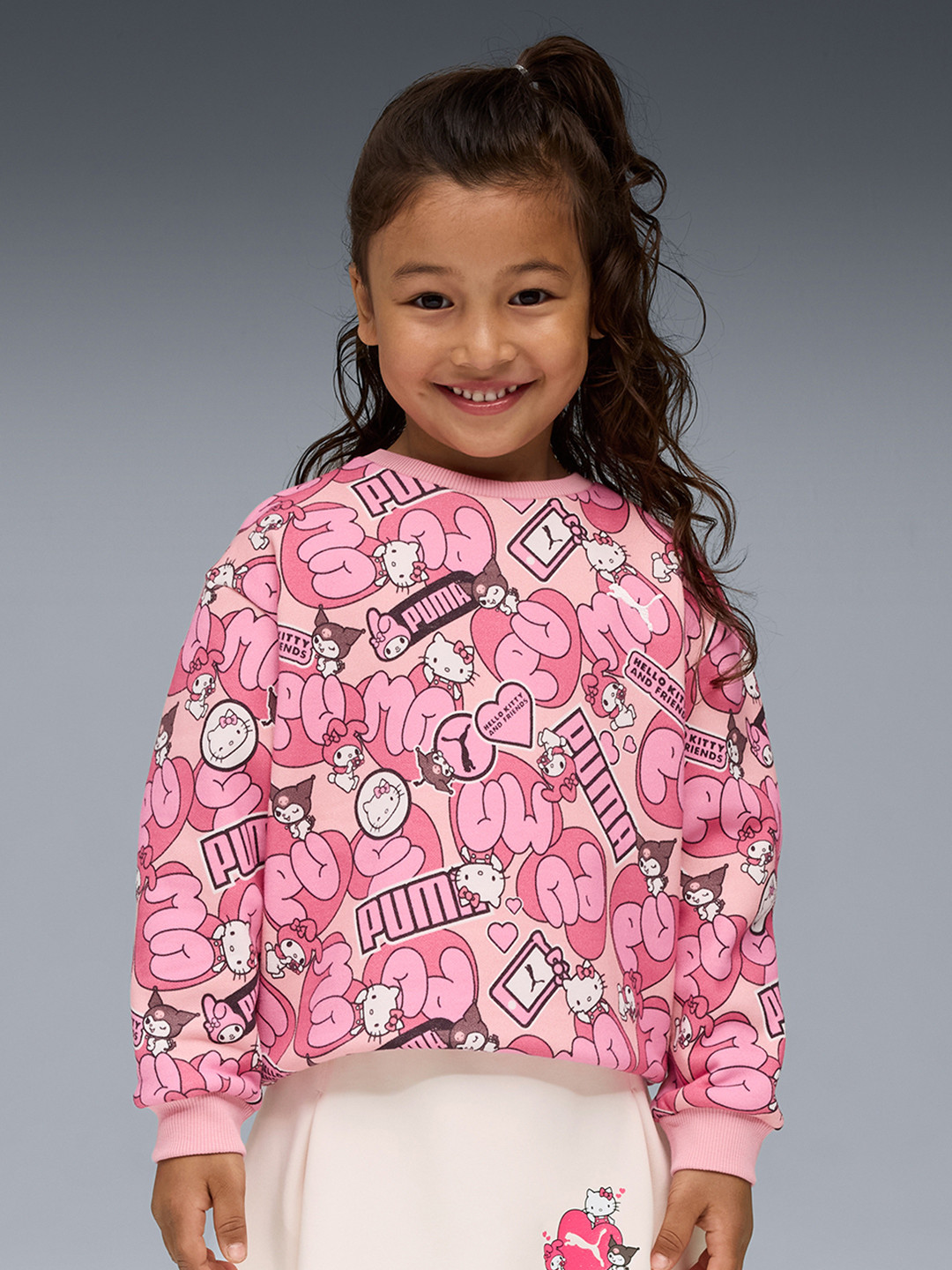 Puma X HELLO KITTY & FRIENDS Girls Cotton Printed Long Sleeve Sweatshirt