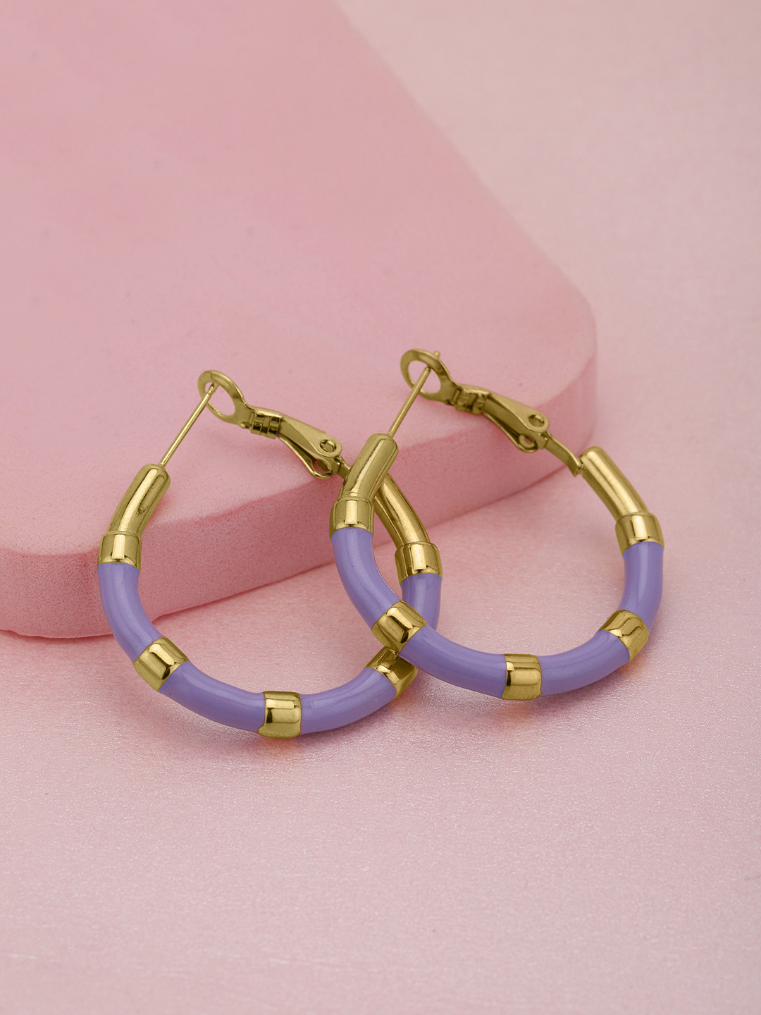 Carlton London Genz 18K Gold Plated Enamel Hoop Earring