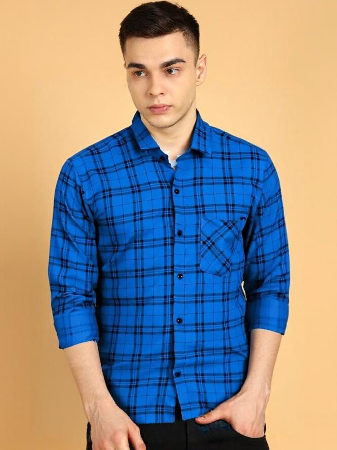 RODEIZ Men Comfort Slim Fit Checked Casual Shirt