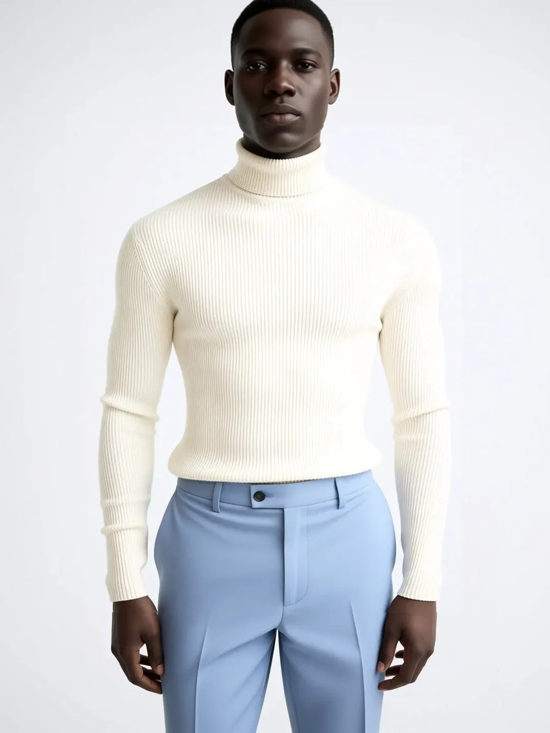 fashlook Men Striped Turtle Neck Sweatshirt