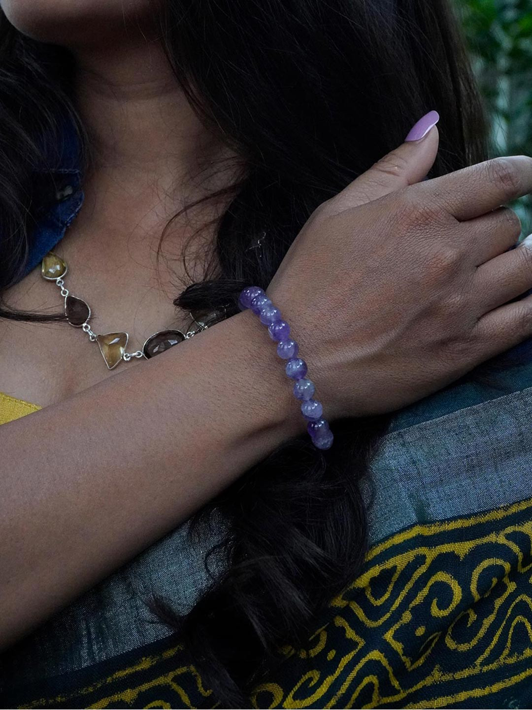Love Rocks Natural Amethyst Beads Bracelet