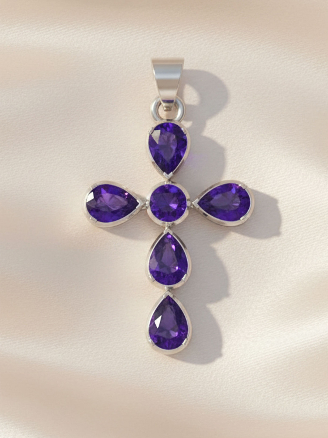 Kicky And Perky 925 Sterling Silver Rhodium Plated CZ Studded Cross Shaped  Pendant